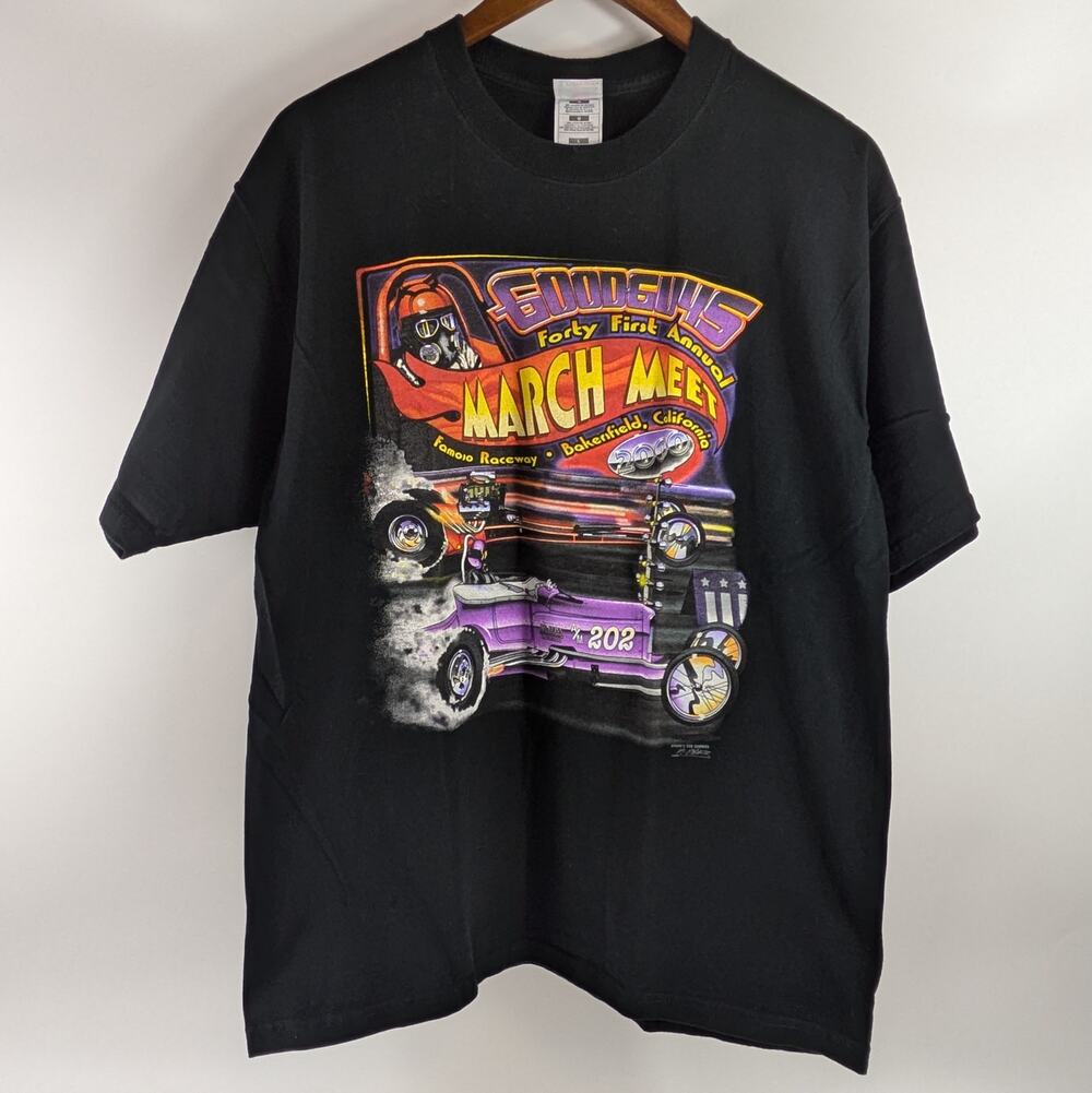 Vtg 2000 Y2K Mens L Drag Racing TShirt Goodguys 41st March Meet Famoso Double